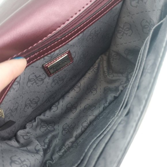 Guess Womens Plum Flap Front Detachable Strap Retro Crossbody Handbag Pu… - Picture 4 of 12